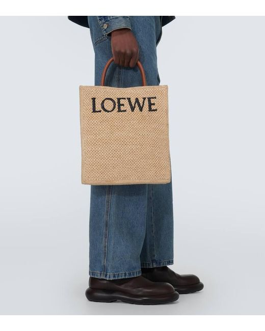 Borsa in rafia con logo di Loewe in Natural da Uomo