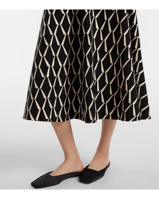 Max Mara Black Lampara Cotton-Blend Midi Dress
