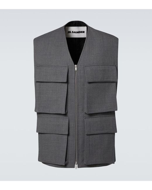 Jil Sander Gray Virgin Wool Vest for men