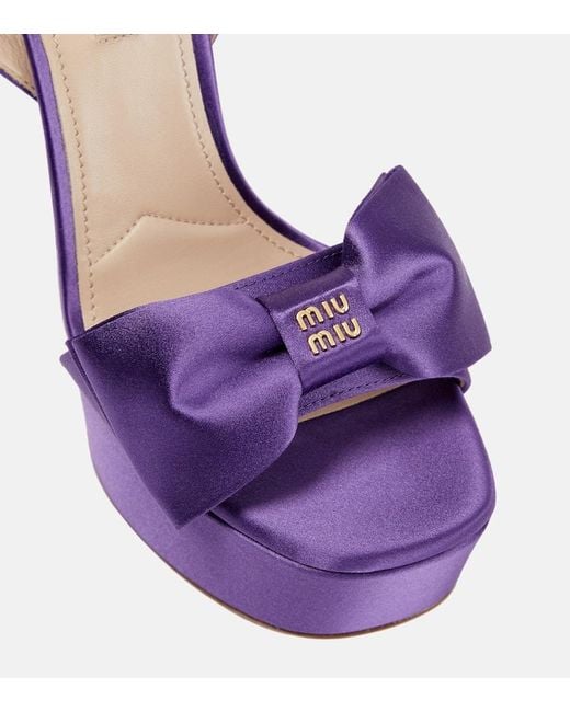 Miu Miu Purple Satin Platform Sandals