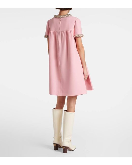 Valentino Pink Verziertes Minikleid Aus Crepe Couture