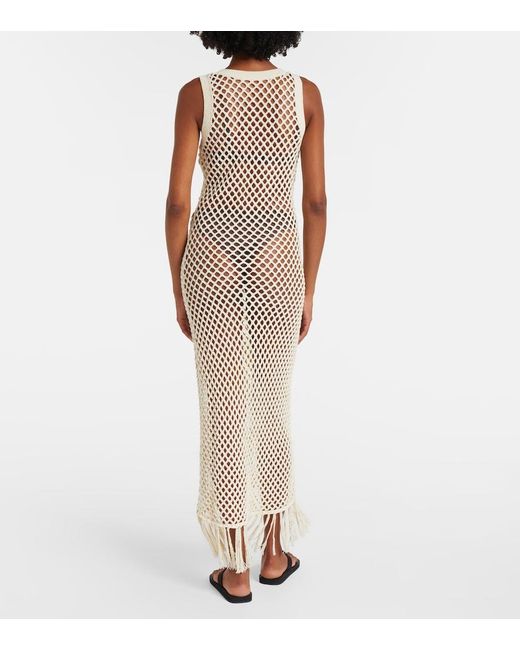 Sir White Ilaria Fringed Open-Knit Cotton Maxi Dress