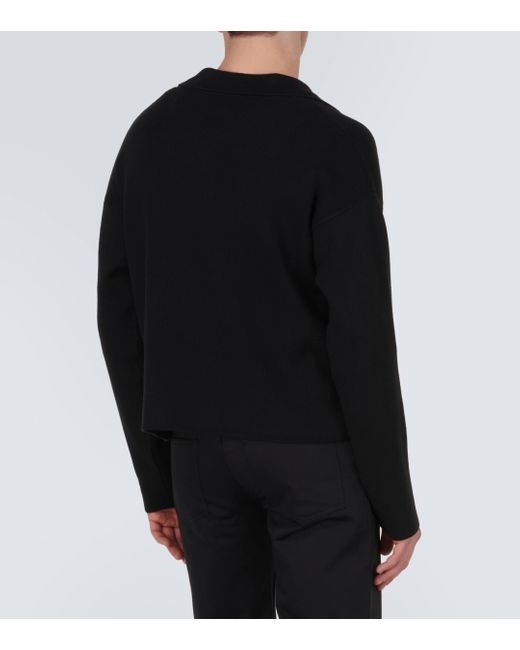 AMI Black Ami De Cour Cotton-blend Polo Sweater for men