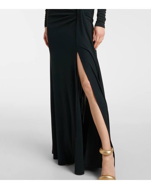 Carolina Herrera Black Draped Jersey Gown