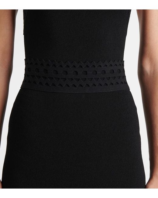 Alaïa Black Vienne Cutout Jersey Midi Skirt