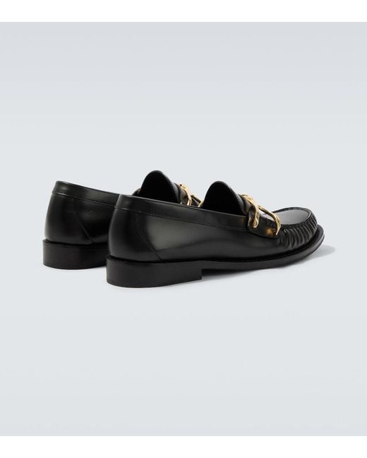 McQueen Black Wishbone Leather Loafers for men