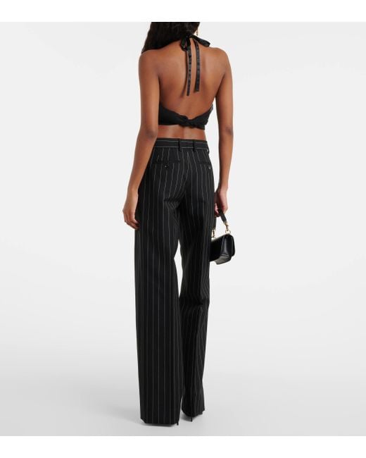 Dolce & Gabbana Black Pinstripe Virgin Wool Straight Pants