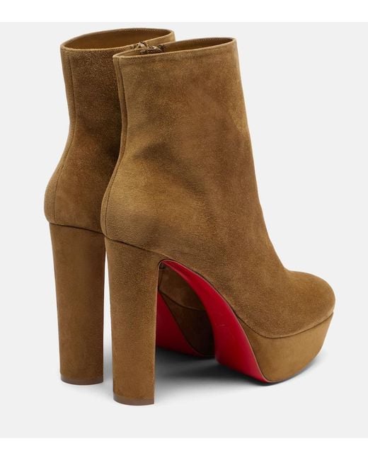 Christian Louboutin Brown Ankle Boots Loo Booty 130 Aus Veloursleder