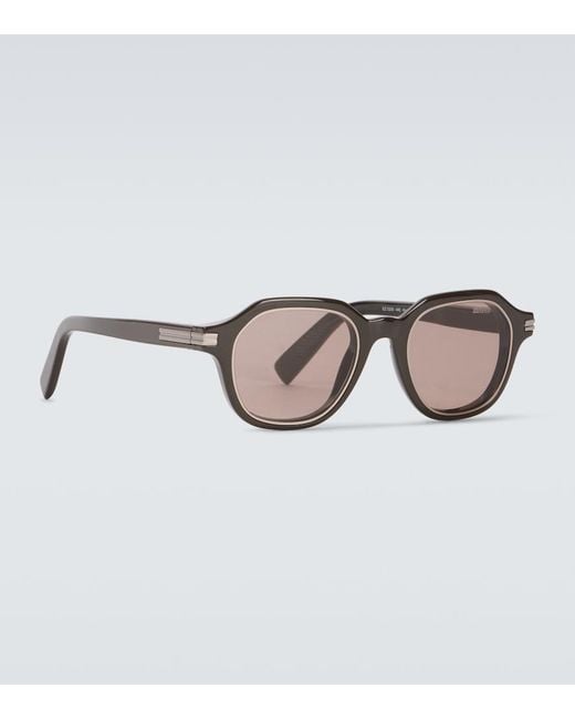 Zegna Brown Round Sunglasses for men
