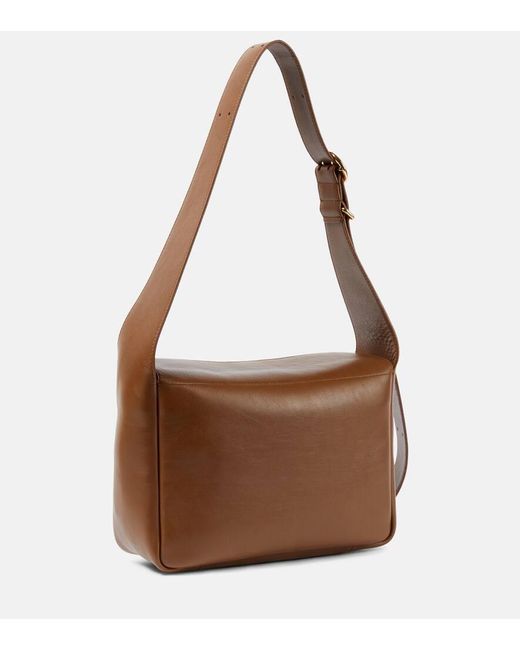 Jil Sander Brown Flap Messenger Small Leather Shoulder Bag