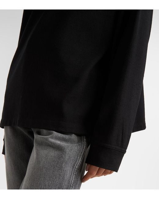 Khaite Black Faithful Silk Jersey Polo Sweater