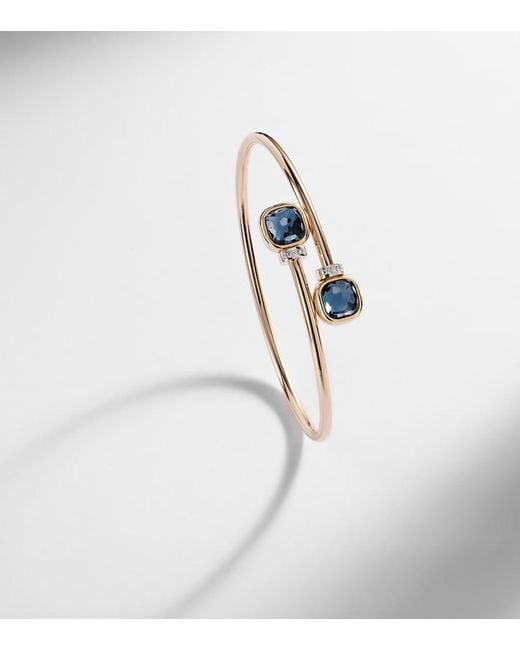 Pomellato White Nudo 18Kt Bangle With Topazes And Diamonds