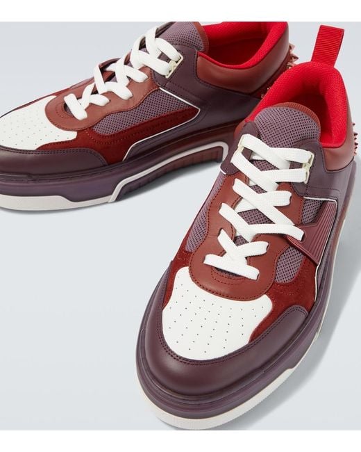 Christian Louboutin Red Astroloubi Leather & Mesh Sneaker for men