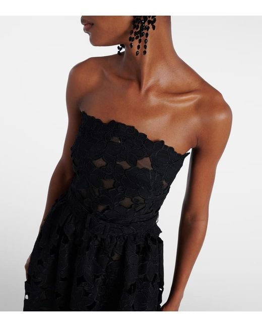 Oscar de la Renta Black Lace Bustier Dress