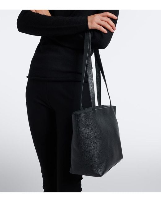 The Row Black Parker Medium Leather Tote Bag