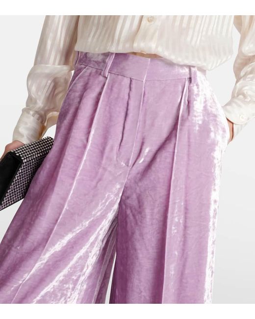 Pantaloni palazzo in velluto a vita alta di Nina Ricci in Pink