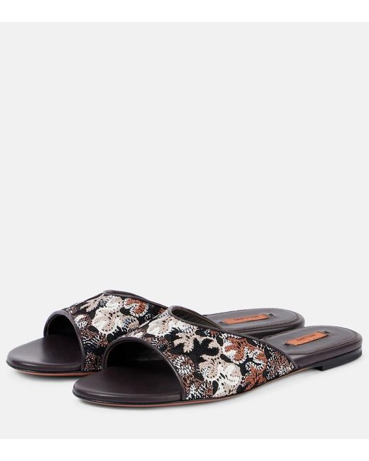Missoni Black Lame Leather Mules