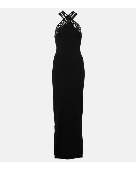 Alaïa Black Vienne Slim-Fit Knitted Maxi Dress