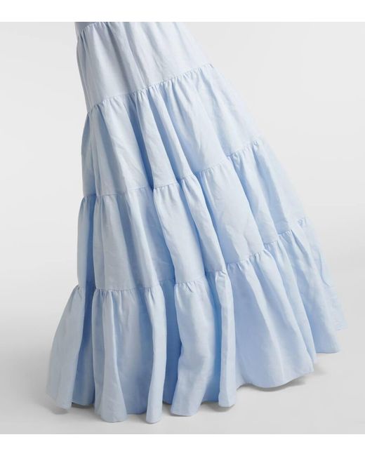 Vestido Largo Pozas De Lino A Capas Gabriela Hearst de color Blue