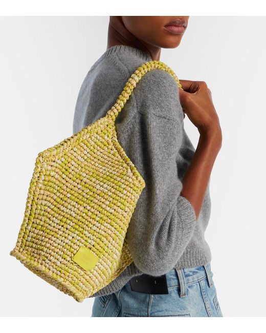 Khaite Metallic Lotus Mini Raffia Tote Bag