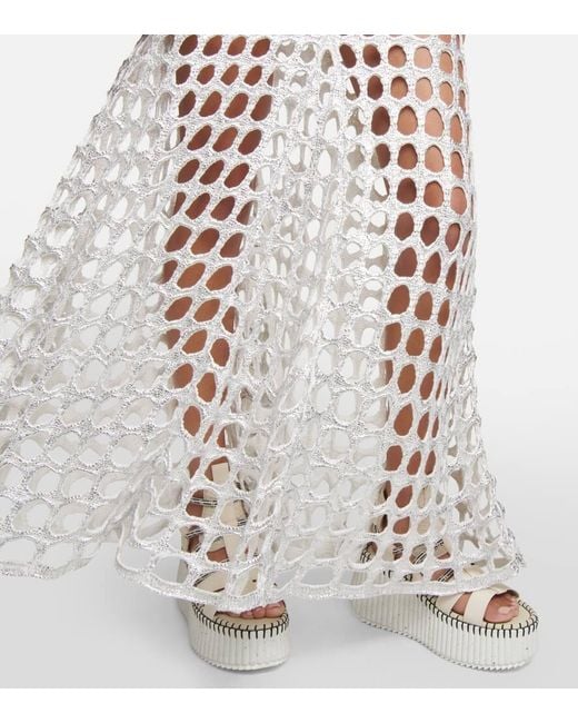 Chloé White Crochet Silk Maxi Dress
