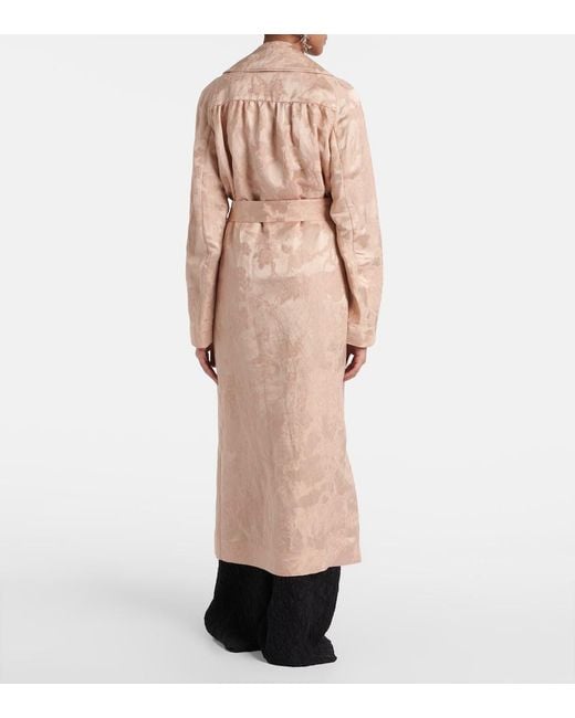 Dries Van Noten Pink Floral Linen-Blend Jacquard Coat