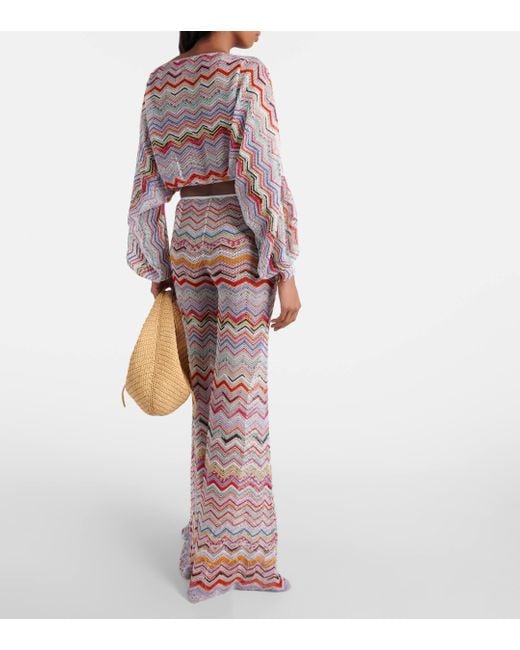 Missoni Pink Zig Zag Low-rise Lame Flared Pants