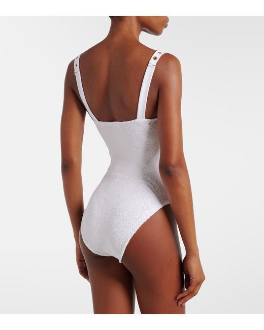 Hunza G White Melody Embellished Swimsuit