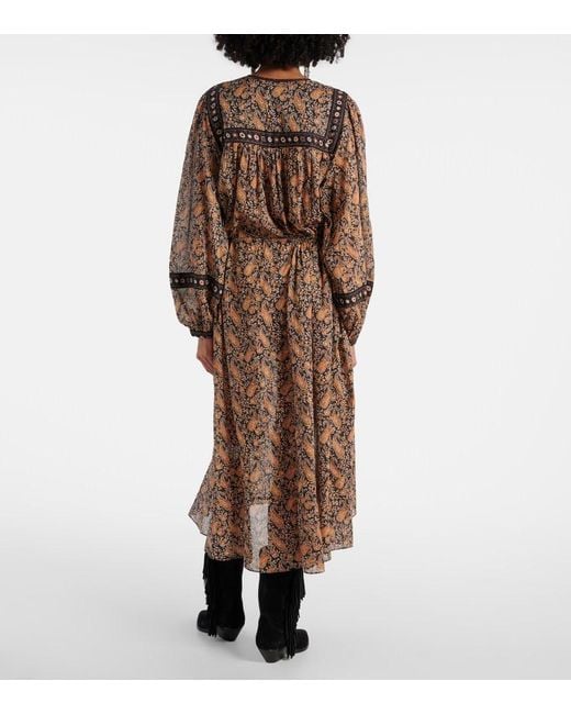 Isabel Marant Brown Greila Cotton Voile Midi Dress