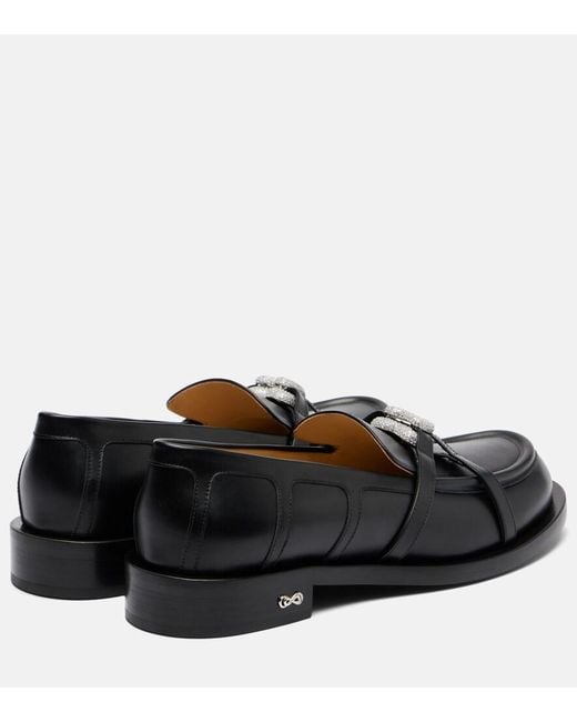 Mach & Mach Black Double Heart Leather Loafers