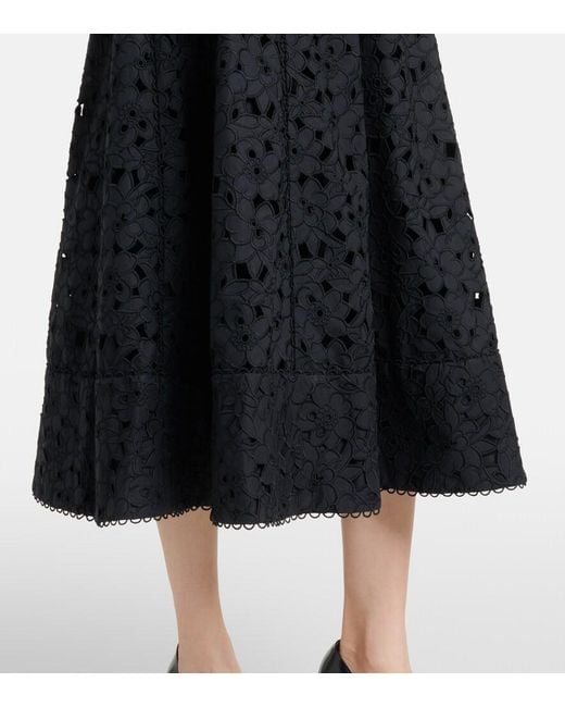 Rebecca Vallance Black Kitsu Broderie Anglaise Midi Dress
