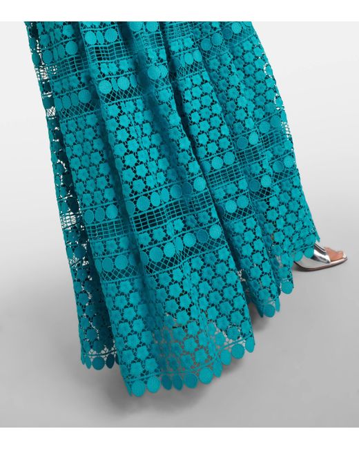 Robe longue en macrame Elie Saab en coloris Blue