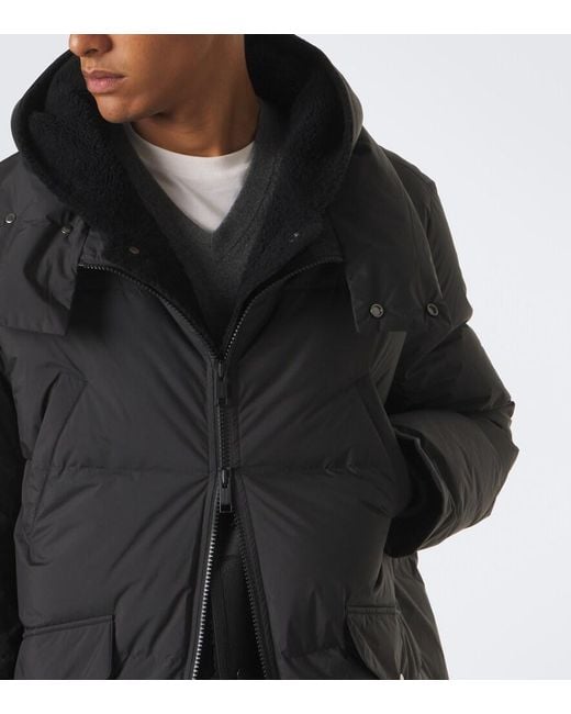 Yves Salomon Blue Shearling-Trimmed Down Coat for men