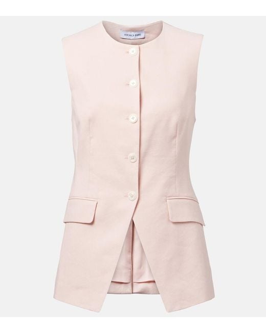 Veronica Beard Pink Lois Linen-Blend Vest