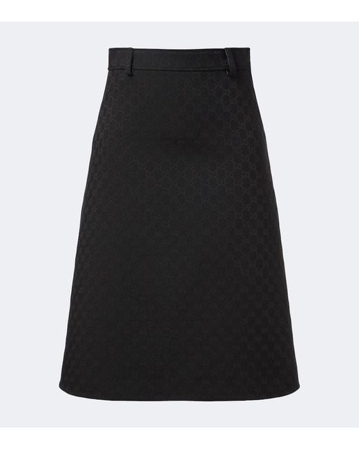 Gucci Black Gg Midi Skirt