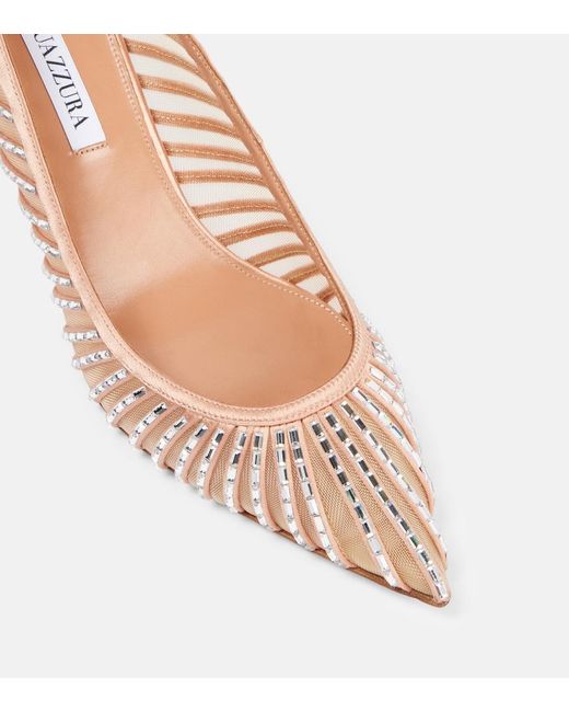 Aquazzura Pink Passions Crystal 65 Satin Pumps