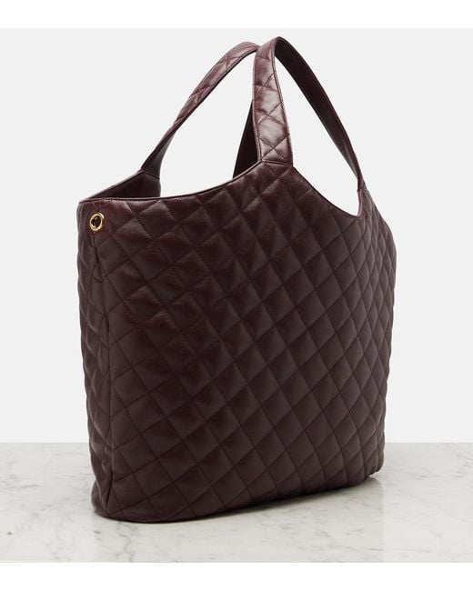 Saint Laurent Red Icare Maxi Quilted Leather Shopper