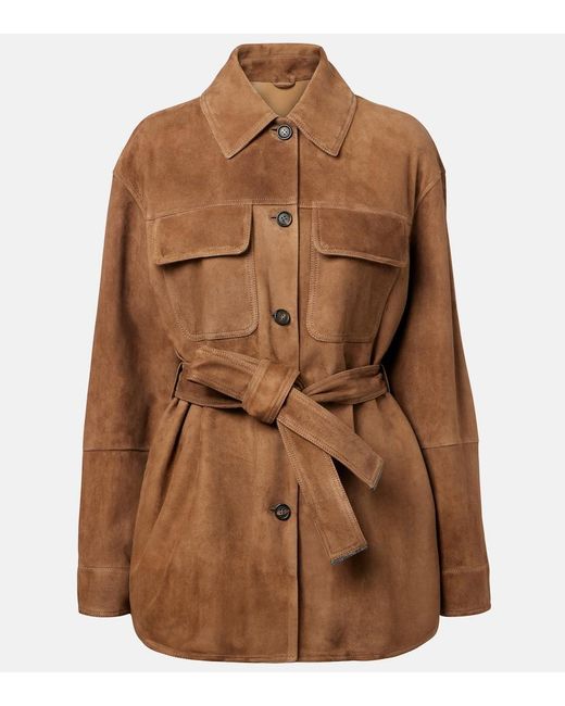 Brunello Cucinelli Brown Belted Suede Field Jacket