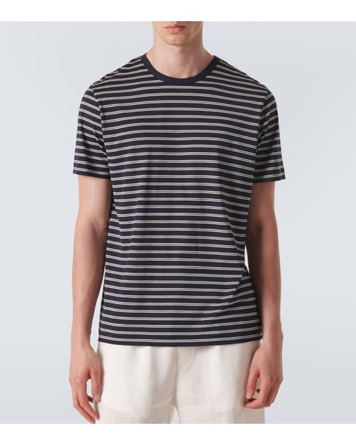 Sunspel Black Striped Cotton Jersey T-shirt for men