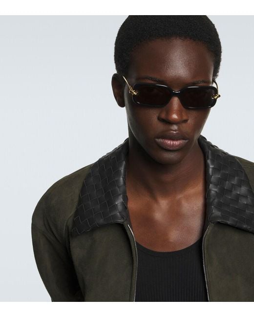 Bottega Veneta Brown Knot Rectangular Sunglasses for men
