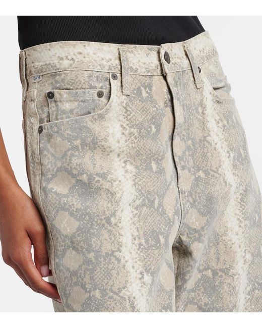 Citizens of Humanity Natural Miro Snake-Print Barrel-Leg Jeans