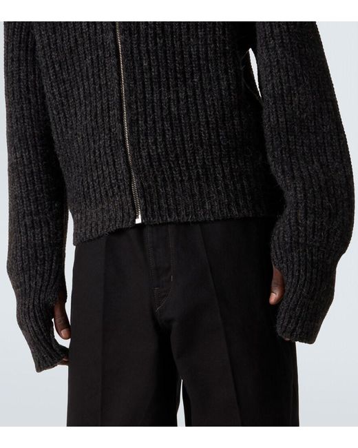 Lemaire Black Alpaca And Yak Wool Zip-Up Cardigan for men