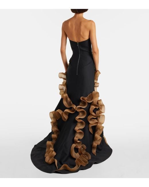 Maticevski Black Explode Ruffled Wool And Silk Gown
