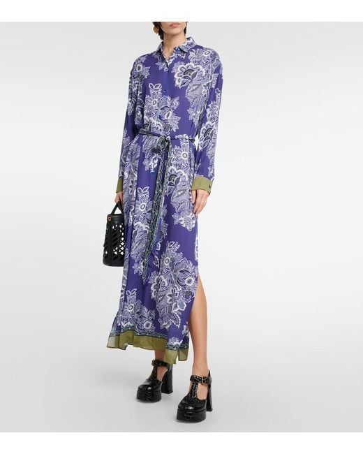 Etro Blue Floral Bandana Print Chemisier