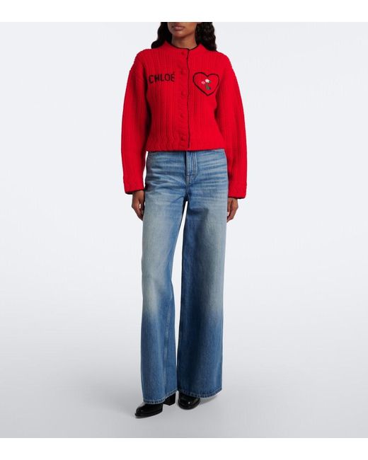 Chloé Embroidered Wool And Cashmere Cardigan