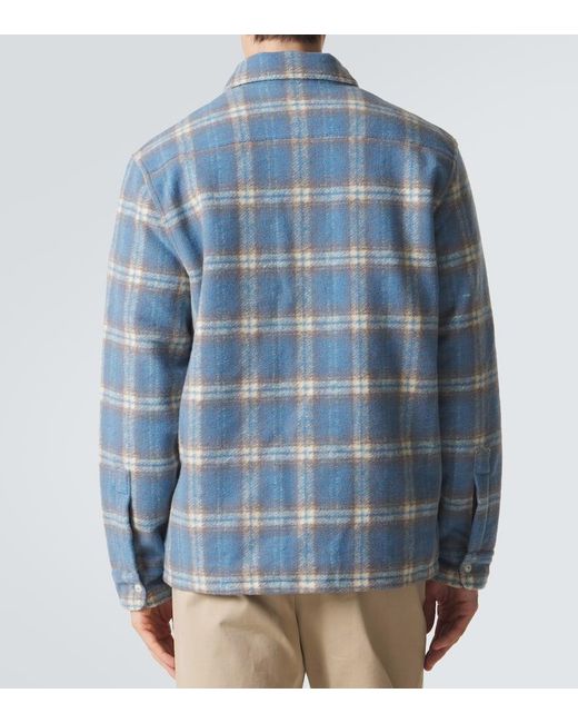 Polo Ralph Lauren Blue Plaid Wool-Blend Flannel Shirt for men