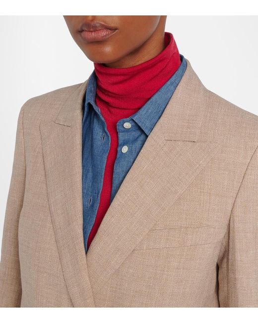 Blazé Milano Natural Everyday Double-Breasted Linen And Wool Blazer
