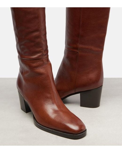Saint Laurent Brown Overknee-Stiefel Odeon Aus Leder