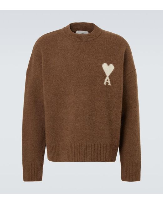 AMI Brown Alpaca And Wool-Blend Sweater for men
