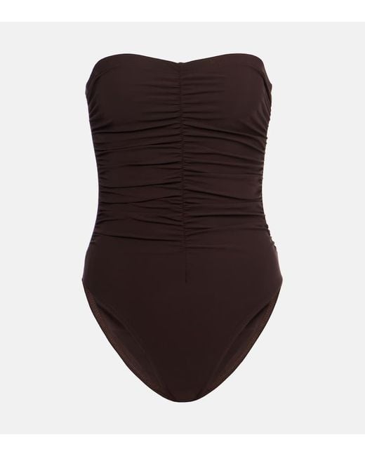 Karla Colletto Brown Basics Ruched Swimsuit